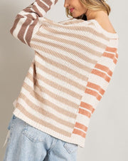 Chenille Color Block Striped Sweater