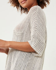 Textured Sweater Knit Stripe Slouch Top