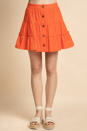 Tiered Button Front Mini Skirt