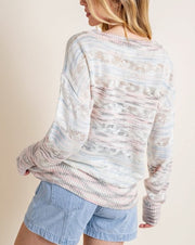 Space Dye Yarn V-Neck Sweater