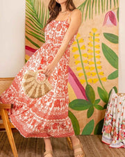 Border Print Floral Maxi Dress