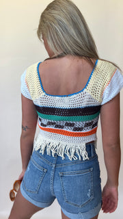 Crochet Colorblock Sweater Top