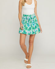 Floral Banded Pleat Skirt
