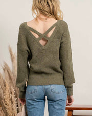 X-Back Pullover Sweater