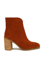 Seamed Stack Heal Faux Suede Bootie