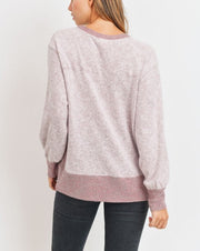 Brush Knit Contrast Banded Top