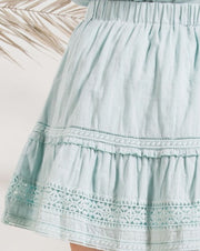 Crochet + Ruffle Trim Mini Skirt