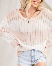 Open Weave Wide Stripe Sweater