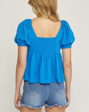 Puff Sleeve V-Wire Top
