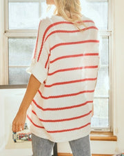 Cuff Sleeve Stripe Slouch Sweater