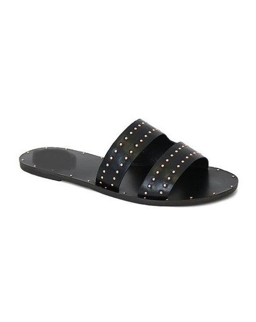 Double Strap Studded Sandals