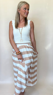 Italian Dream Striped Midi Skirt