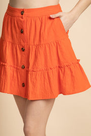 Tiered Button Front Mini Skirt