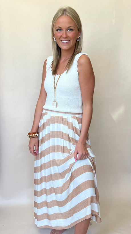 Italian Dream Striped Midi Skirt