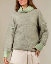 Contrast Cowl Neck Sweater