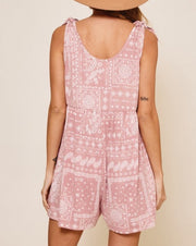 Paisley Knit Tie Shoulder Romper