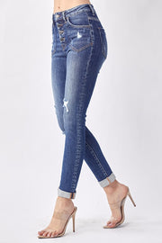 High Rise Angled Patch Pkt Skinny Jean