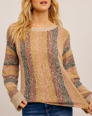 Nubby Color Block Wide Slv Sweater