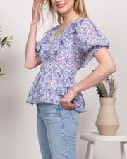 Floral Ruffle Shldr Smock Wst Top