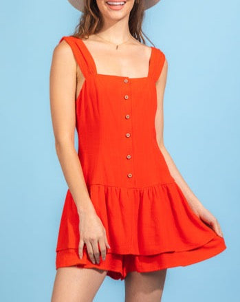 Ruffle Hem Button Romper