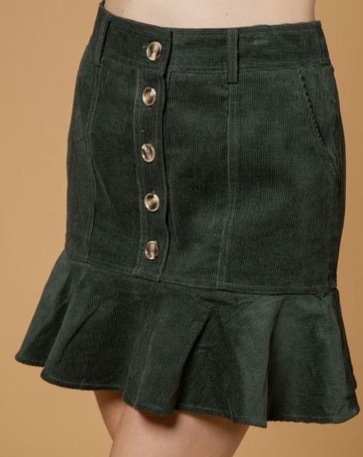 Corduroy Flounce Hem Skirt