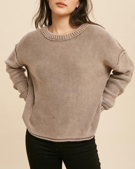 Mineral Wash Reversed Seam Sweater