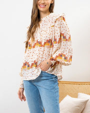 Patchwork Floral Ruffle Top