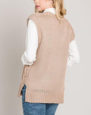 Cable Knit Sweater Vest - Sand