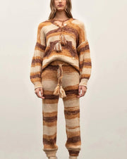 Space Dye Stripe Hooded Sweater