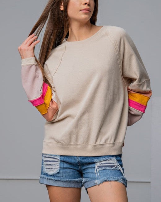 Color Block Slv Terry Knit Sweatshirt
