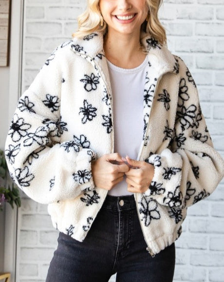 Daisy Print Sherpa Jacket