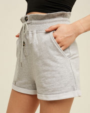 Terry Knit Paperbag Waist Shorts