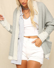 Terry Knit Raw Seam Slouch Cardigan