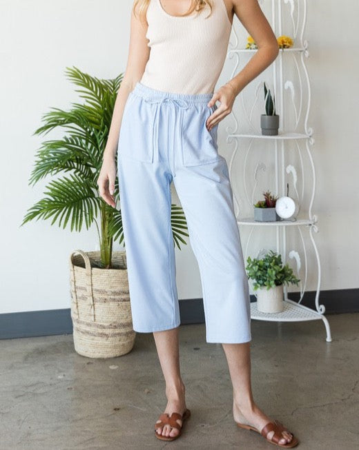 French Terry Wide Leg Crop Pant