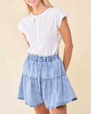 Mineral Tencel Tiered Shorts