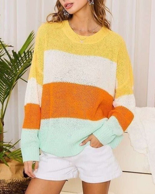 Colorblock Stripe Spring Sweater