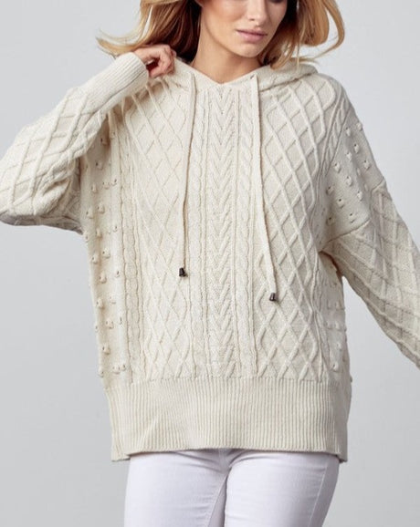 Cable Knit Pullover Hoodie Sweater