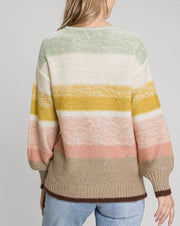 Seamed Stripe V-Neck Sweater