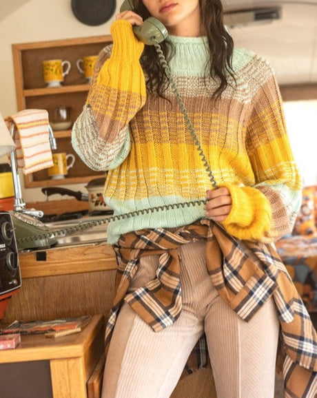 Ribbed Knit Roll Neck Sweater