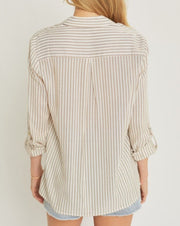 Bold Stripe Button Front Top
