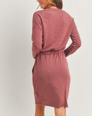 Terry Knit Drawstring Dress w/Pockets