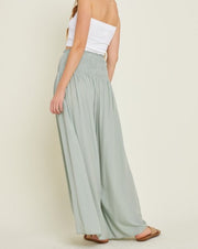 Smocked Waist Wide Leg Pants