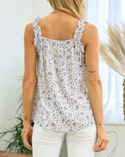 Floral Frill Strap Tank Top