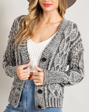 Cable Knit Open Weave Cardigan