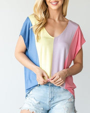 Colorblock Double V Top