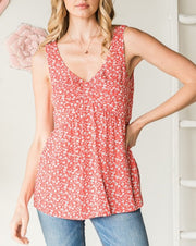 Bow Look Floral Tank Top