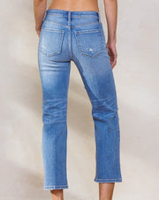 High Rise Destruct Knee St Leg Crop Jean