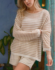 Lt Wt Striped Pullover Sweater